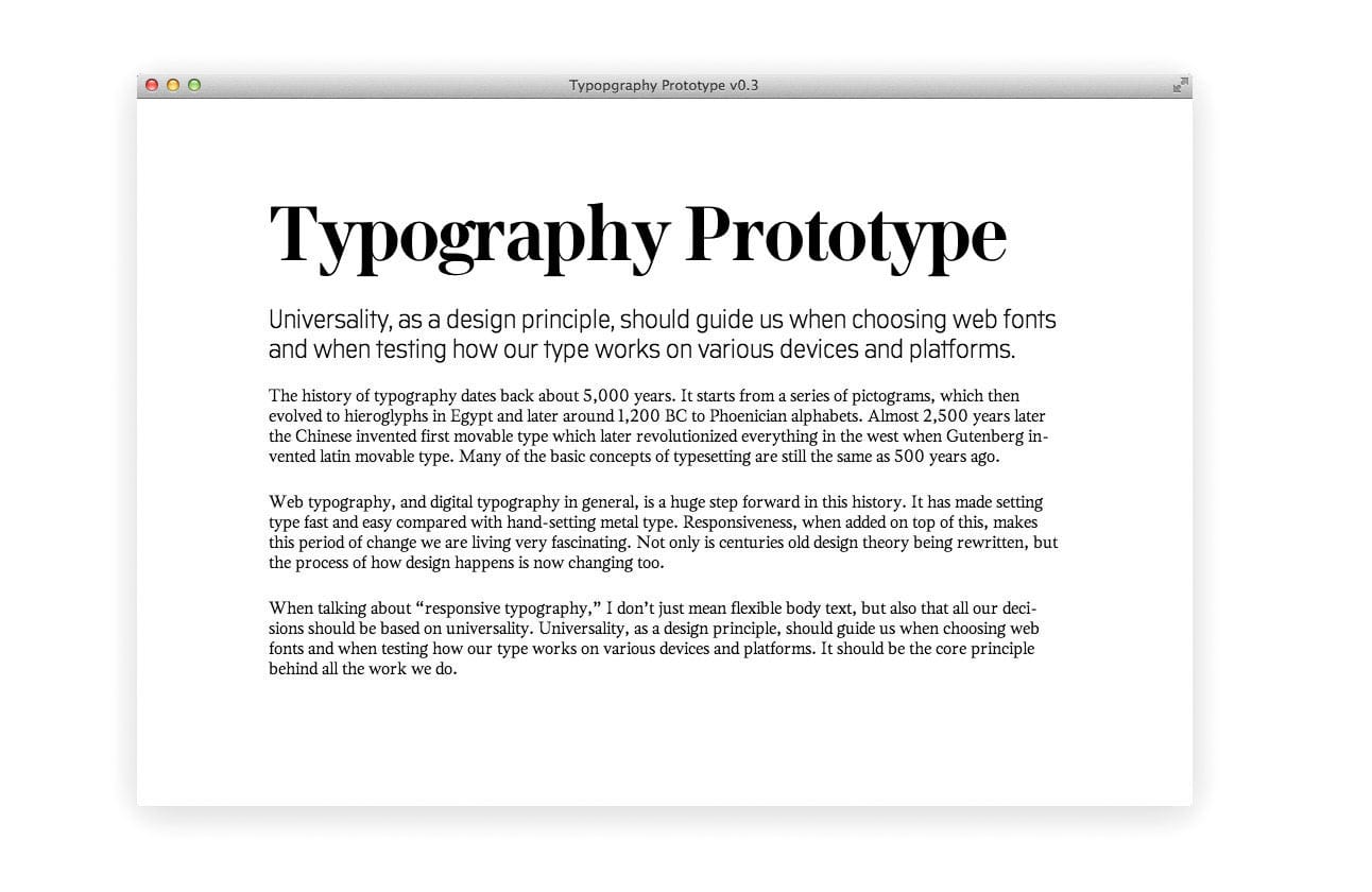Typography prototype, example 3