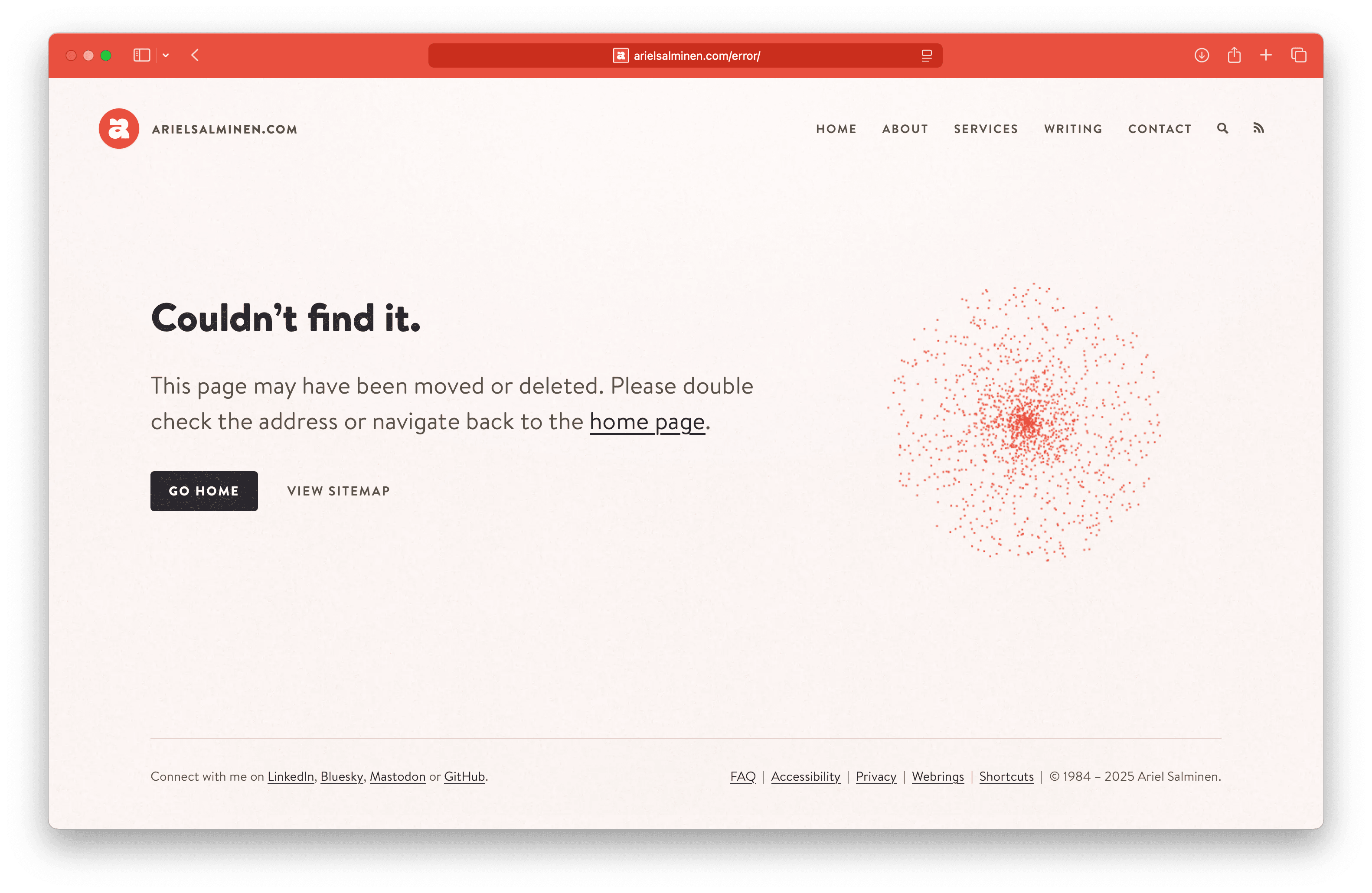 Galaxy animation used on the error pages.