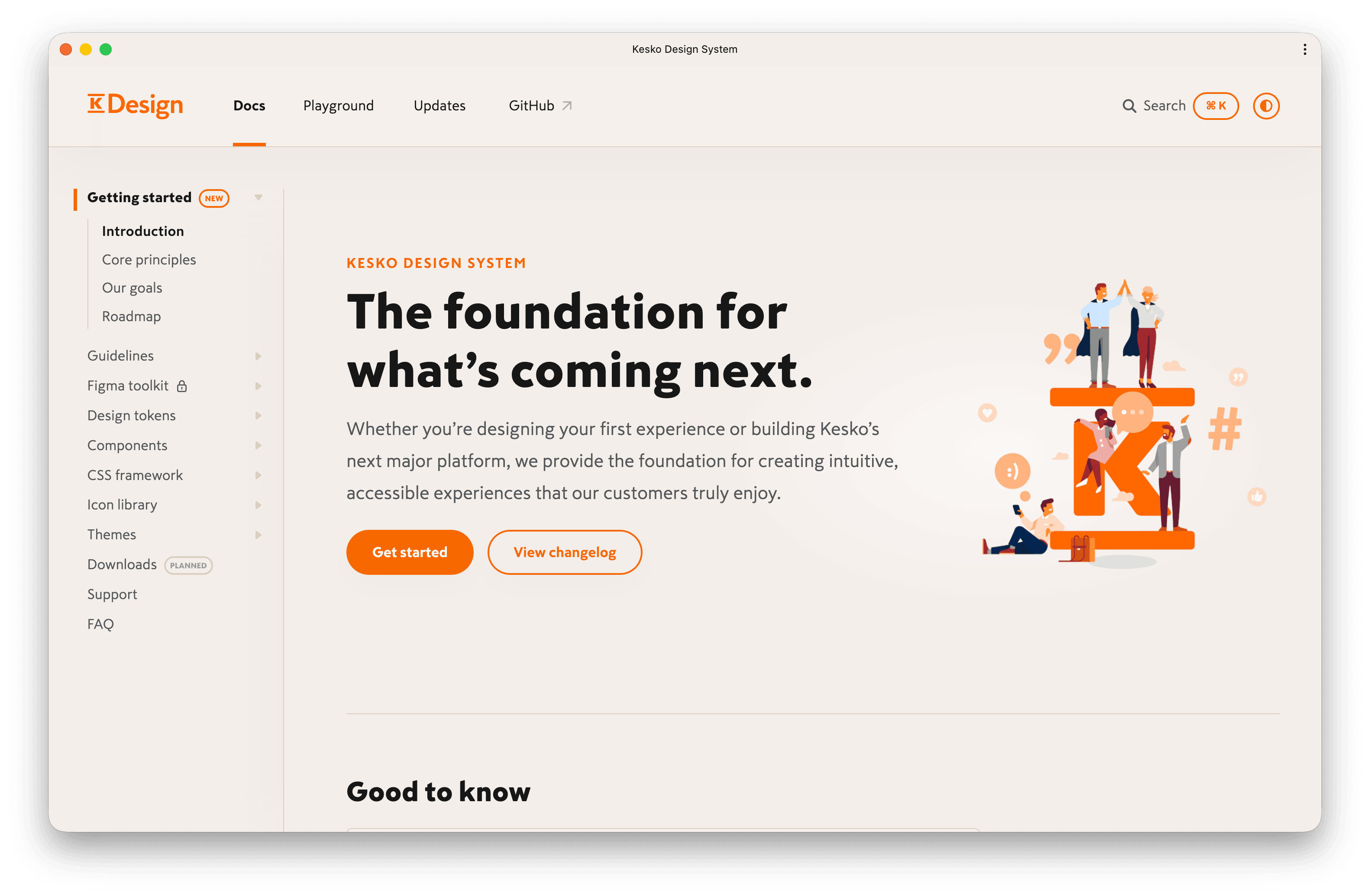 A screenshot of the upcoming Kesko Design System (alpha version).