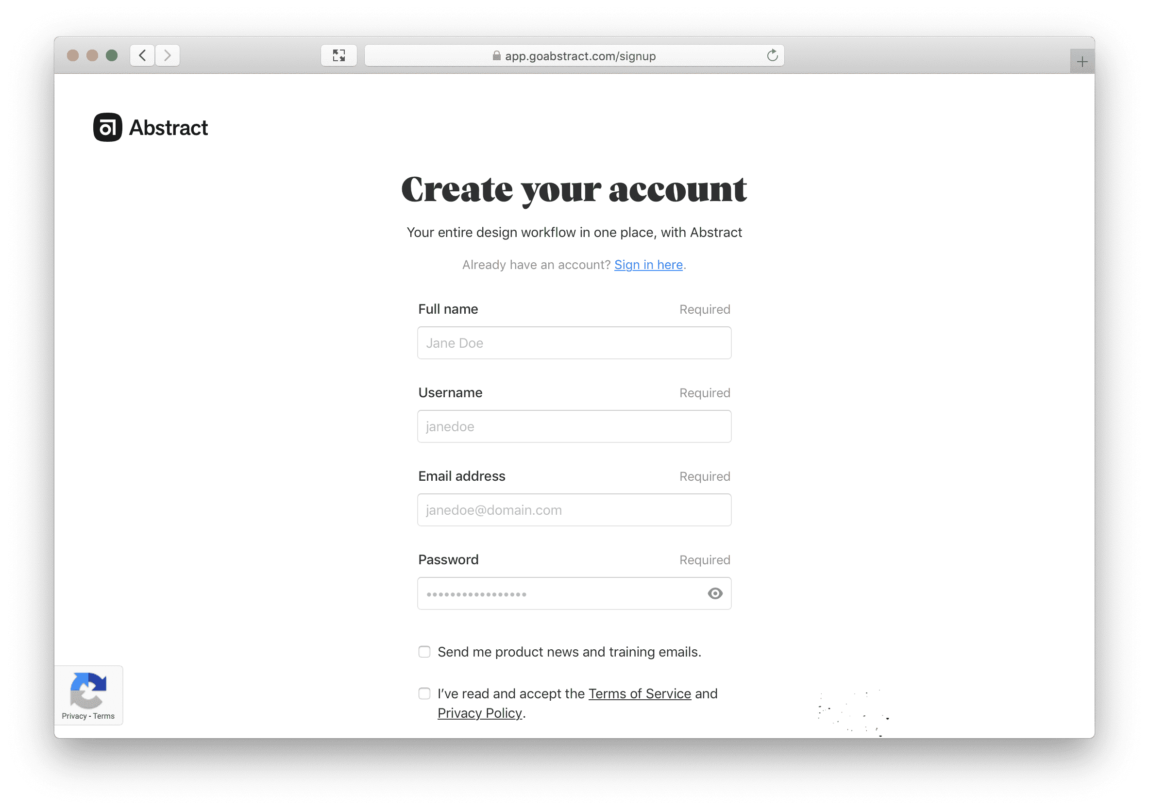 Create Abstract account