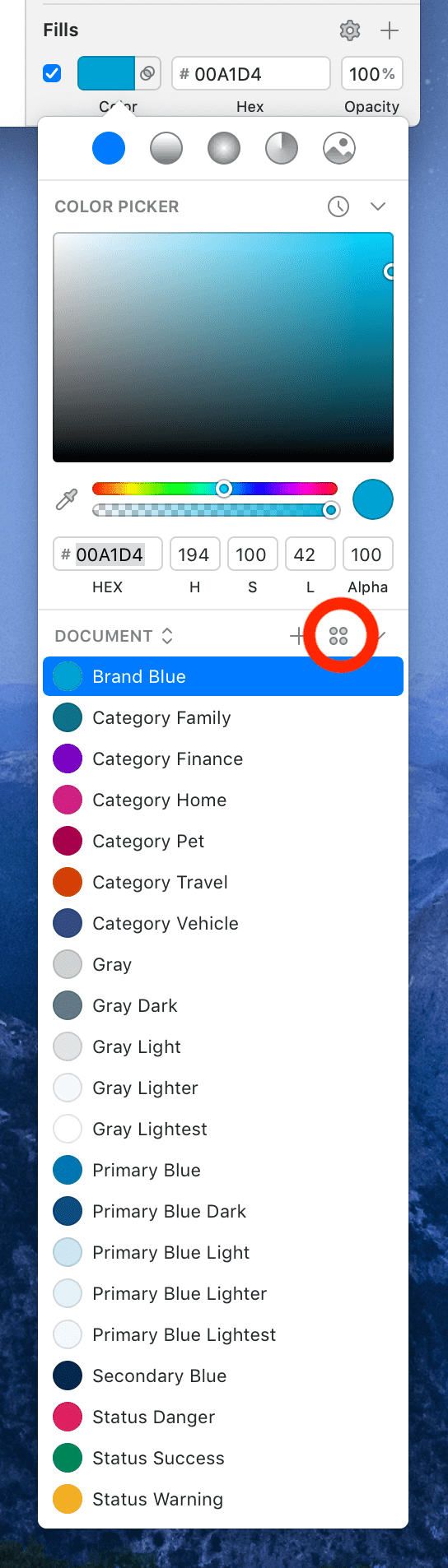 Sketch color palette